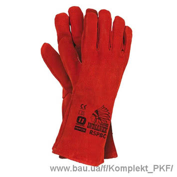 Перчатки спилковые RSPBCINDIANEX, краги, 35см, цвет: красный