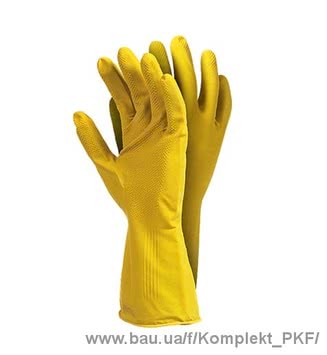 Перчатки латексные хозяйственные, RFROSE (Y) 0,4мм, цвет: желтый