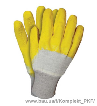 Перчатки трикотажные RGS, с латексным покрытием, цвет: желтый (типа ЭКОНОМИК)