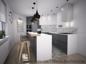 Кухня в трехкомнатной квартире — Мета-А Кухня в трехкомнатной квартире — Мета-А