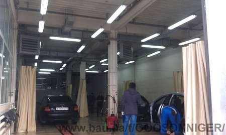 Воздушное отопление в автомойке с помощью тепловентиляторов Sonniger