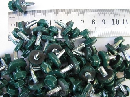 Саморез кровельный с шестигранной шляпкой  со сверлом крашенный RAL