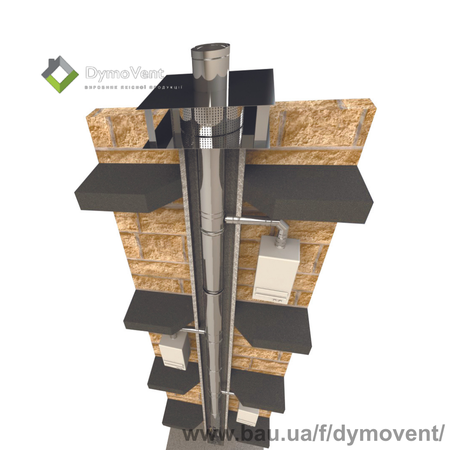 Димохідна система для відведення продуктів згоряння від котлів із закритою камерою згоряння і подачі повітря для поквартирного опалення.