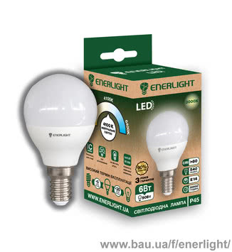 Светодиодная лампа ENERLIGHT P45 6Вт 3000K E14