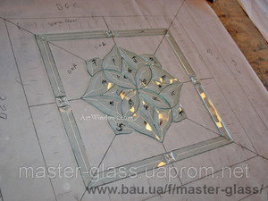 Потолочный витраж с бевелсами в Донецке — Мастер Гласс Потолочный витраж с бевелсами в Донецке — Мастер Гласс