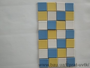 Плитка блакитно-жовта мозаїчна глазурована 2.5 см на 2.5 см