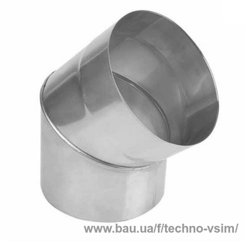 Колено (отвод) 45° для дымохода Ø100 из оцинковки Колено (отвод) 45° для дымохода Ø100 из оцинковки
