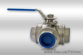 Кран шаровой 3-х ходовой нержавеющий Т/Г порт Dn 50 AISI 304 &mdash; Тринокс