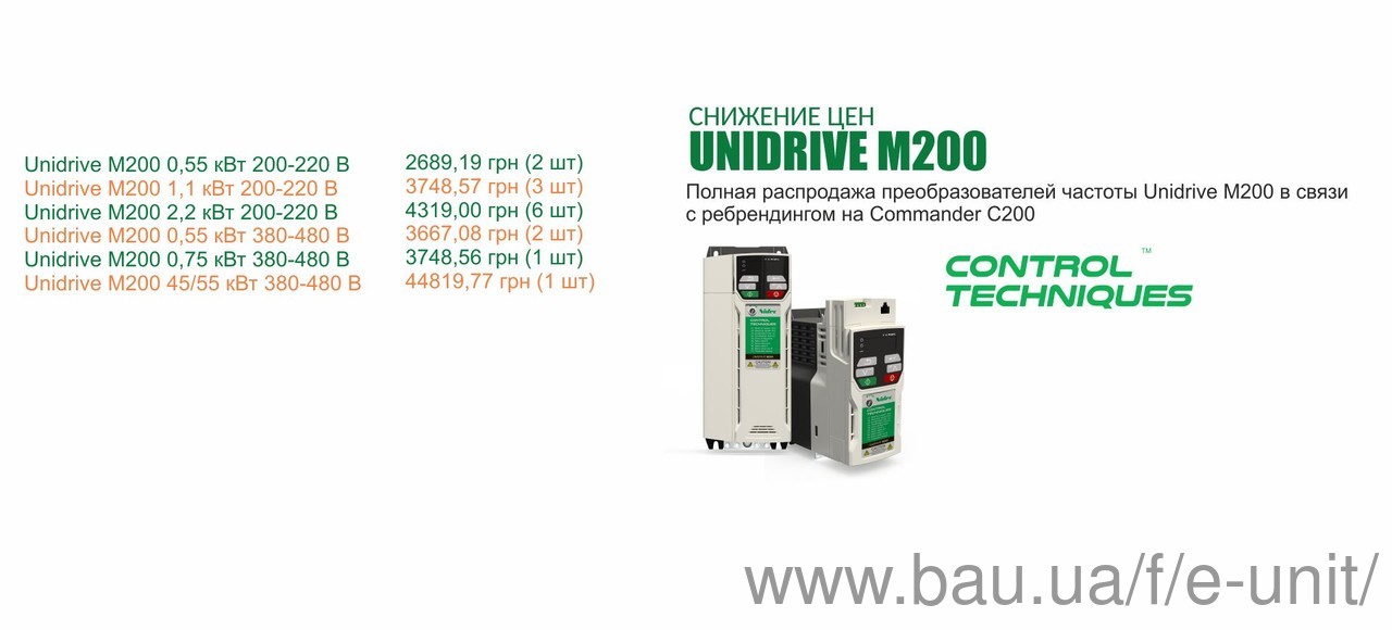 Стартовала распродажа преобразователей частоты Unidrive M200