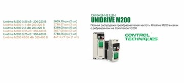 Стартовала распродажа преобразователей частоты Unidrive M200