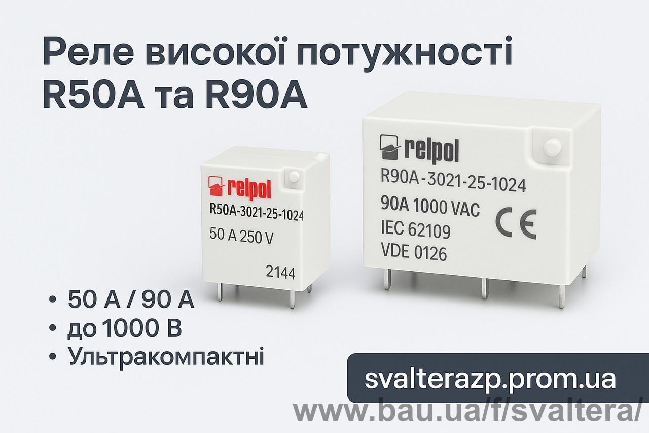 Нове покоління реле для високих навантажень – Relpol R50A і R90A Нове покоління реле для високих навантажень – Relpol R50A і R90A