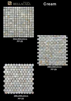 Мозаика перламутровая из ракушек (shell mosaic).Плитка Cream. Форматы: 304х304х2мм, 280х290х2мм, 285х295х2мм