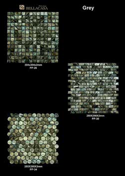 Мозаика перламутровая из ракушек (shell mosaic).Плитка Grey. Форматы: 304х304х2мм, 280х290х2мм, 285х295х2мм