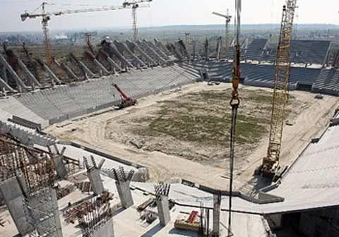 Каркас чаши стадиона во Львове выполнен на 70%