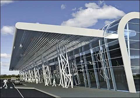 Во Львовском аэропорту монтируют фасад нового терминала