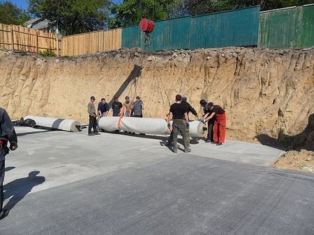 Укладка бентонитовых матов Bentomat