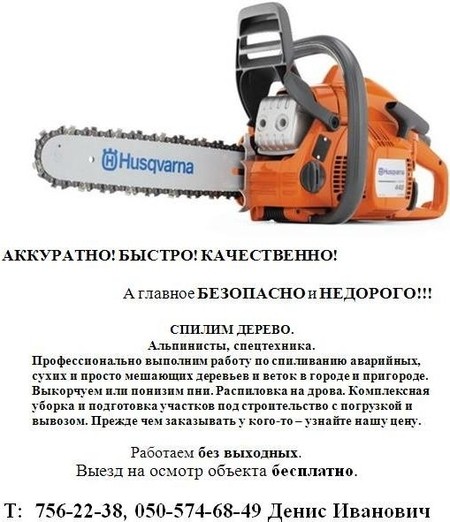 Спил деревьев, спилить деревья, ветки, удалить пень, кронировать Харьков
