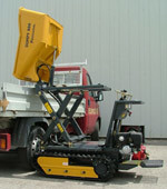 Транспортёр с самозагрузкой и системой высокой выгрузки FIORI minidumper 800Pdiesel, резиновые гусеницы, самосвал г/п 800кг