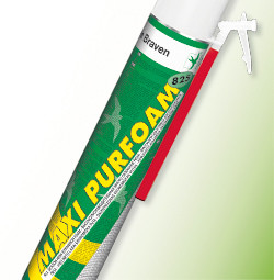 MAXI-PURFOAM - Однокомпонентная, полужесткая высокопроизводительная монтажно-изоляционная пена на основе полиуретана, содержащая безопасный для окружающей среды пропеллент-газ.